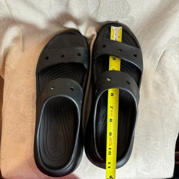 CROCS Sz 11 Classic Crush Iconic  Comfort Chunky Wedge 2 Straps Slip On Slides - Picture 10 of 13